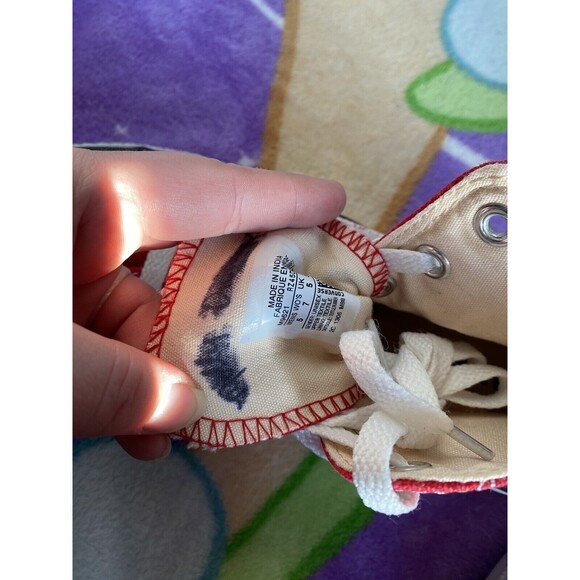 Floral Aquatic Converse Red Sneakers Unisex Mens 5 Womens 7 Hand Painted - Picture 6 of 9